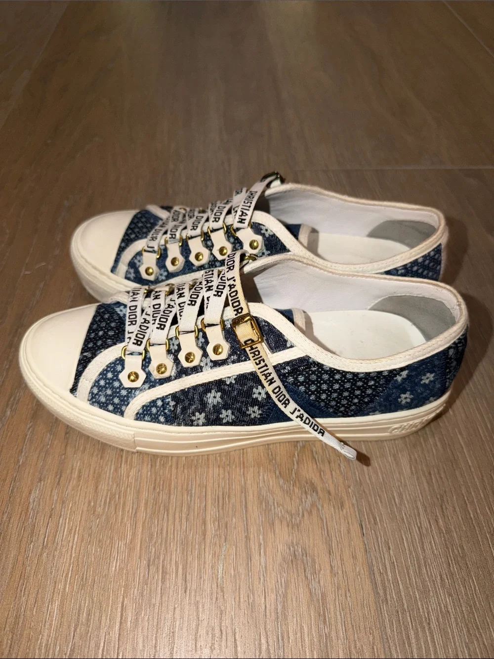 Dior J'Adior Low-Top Navy Blue and White Sneakers
